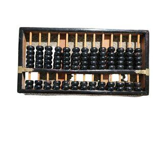 Vintage Lotus-Flower Brand Chinese Abacus 12 inches by 6 incheswith 13 Rods & 91